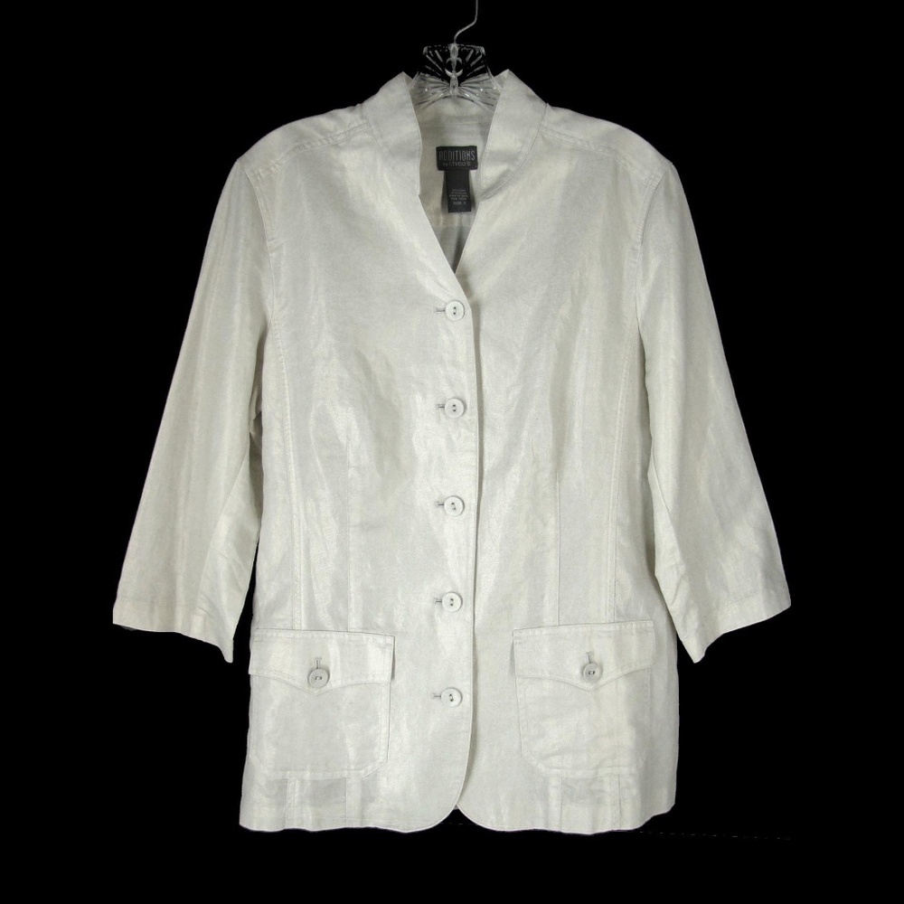 Chico's Shimmering Linen Cotton Light Jacket 8